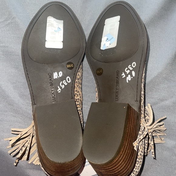 Lucky Brand Felisie waterproof suede leather fringe bootie women's size 10 - Picture 5 of 9